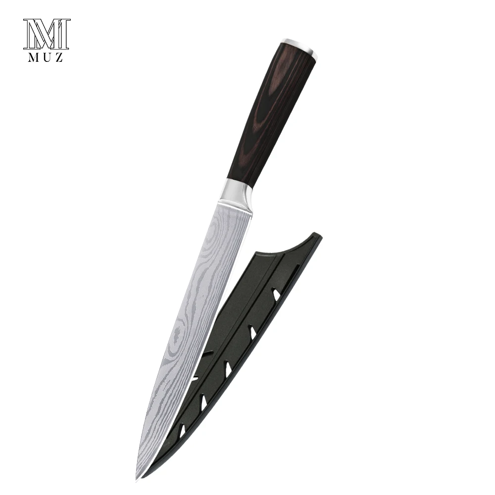 8 inch Slicing Knife Кухонные ножи, набор ножей из нержавеющей стали, Новое поступление, цветные деревянные ручки, инструмент для приготовления фруктов, овощей, мяса, кухонные аксессуары - Цвет: 8 inch Slicing Knife