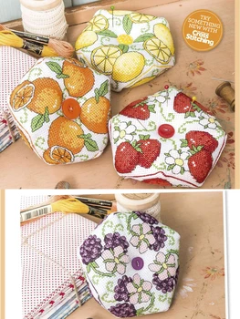 

Cross Stitch Pin Neddle Cushion 049 14ct Biscornu Needlework DIY Kit Embroidery Set Counted Cross-Stitching Pincushion