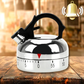 

60 Minutes Kettle Shape Timer Cooking Reminders Tools Countdown Alarm Reminder Kitchen Timer Mechanical Timer for sports cooking