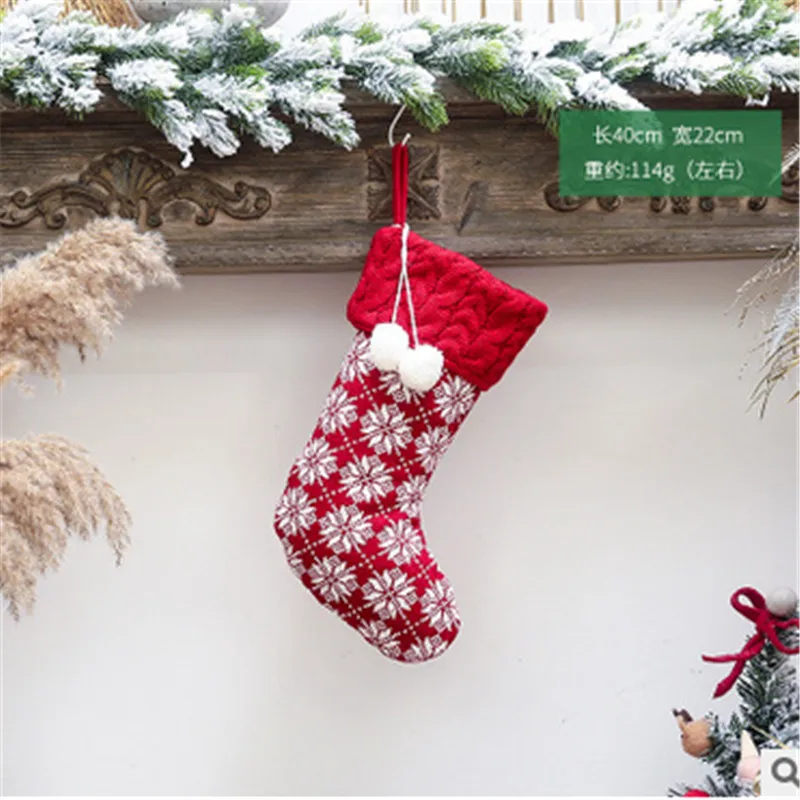 New Arrivals Christmas Stocking Candy Wool Socks Kid Elk Gift Bag Jewelry Knitting Gift - Цвет: Snowflake