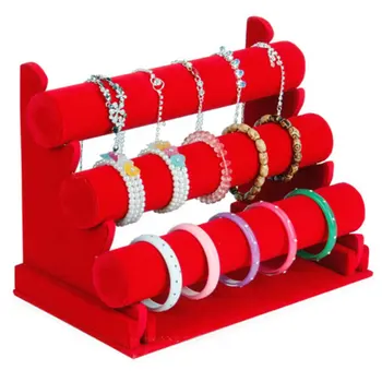 

3-Tier Bracelet Jewelry Display Rack Black Velvet Bangle Watch Brecelet Organizer Storage Holder Organizer Watch Box Case 2019
