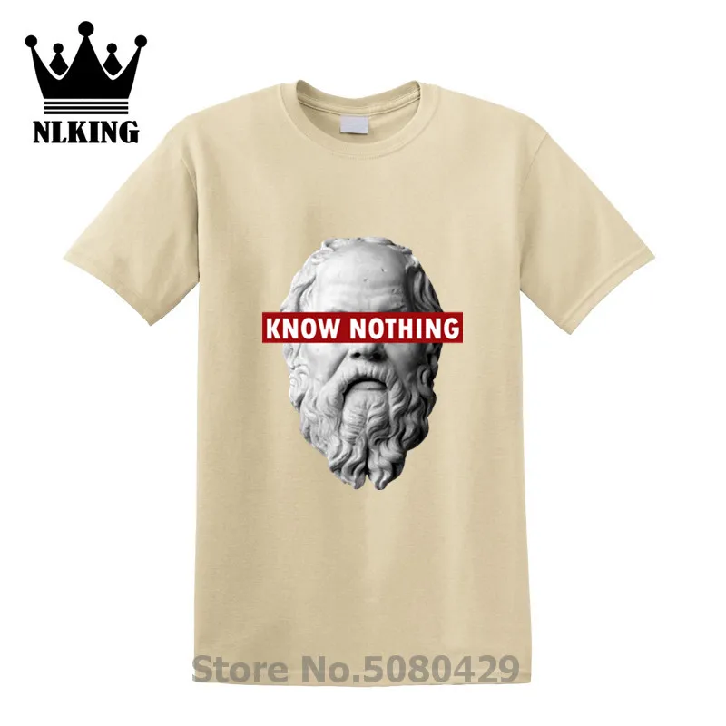 NOTHING SOCRATES tshirts Philosophy style Printed Tshirt KNOW Alfa Romeo Juego De Tronos Greek mythology literature tee | Мужская одежда
