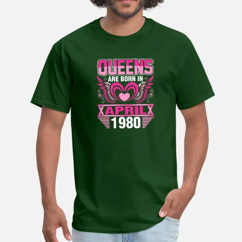 Новое поступление Queens Are Born In April 1980т футболка 2020 с круглым вырезом Натуральная