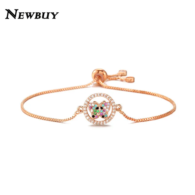 NEWBUY Мода Милая бабочка очарование Браслеты для Для женщин девочек красочные кубическим цирконием, Ювелирное Украшение паве Femme Bijoux(украшения своими руками - Окраска металла: NBSL448