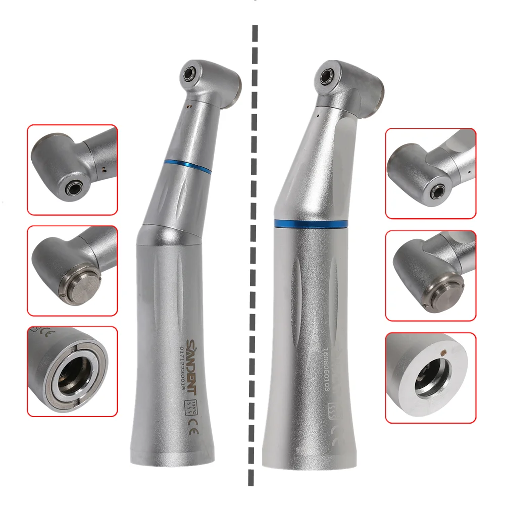 

Dental Low Speed Handpiece Air Turbine Contra Angle E-type Inner Water Spray 1:1 Ratio Push Button Type Fit 2.35 CA/RA Burs KAVO