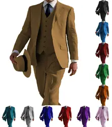 Men's Suit 3-Piece Suit Wedding Groom Tuxedo Business Slim Fit Jacket Work Blazer + Pants + Vest