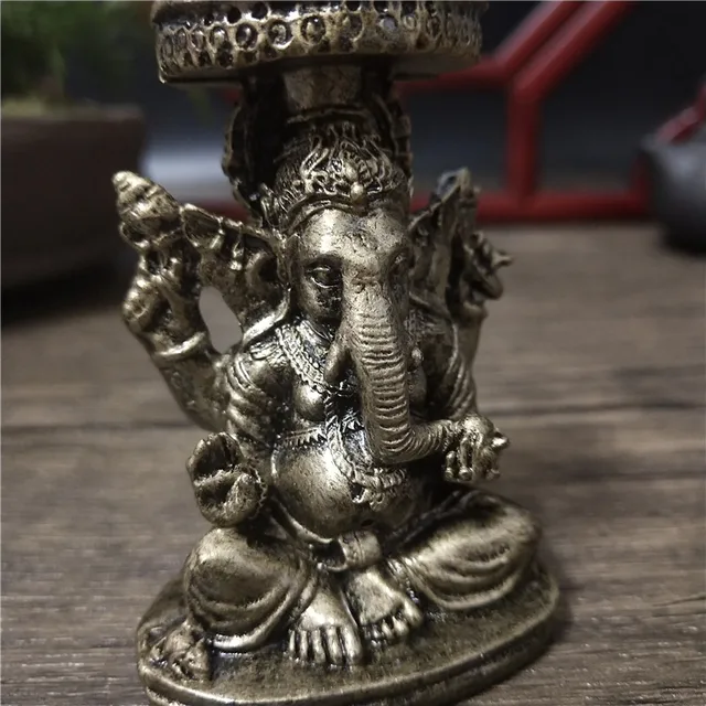 Statues de bouddha porte-bonheur Ganesha, couleur Bronze, ornements en résine, éléphant, dieu hindou, Sculptures Ganesh, décoration de la maison 5