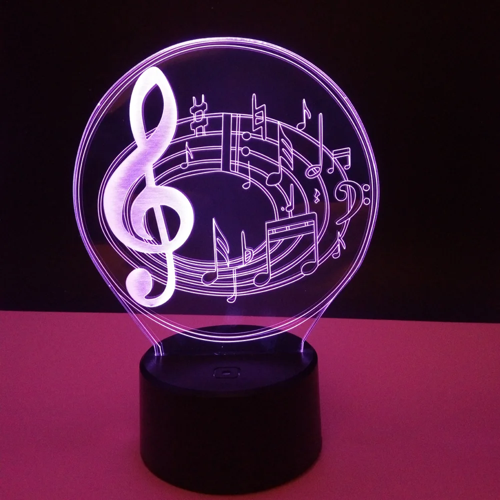 

3D Lamp Creative Lamp Music Notes 3D Night Lamp Bedroom Bedside Decoration Romantic Gift Remote Control Small Table Lamp