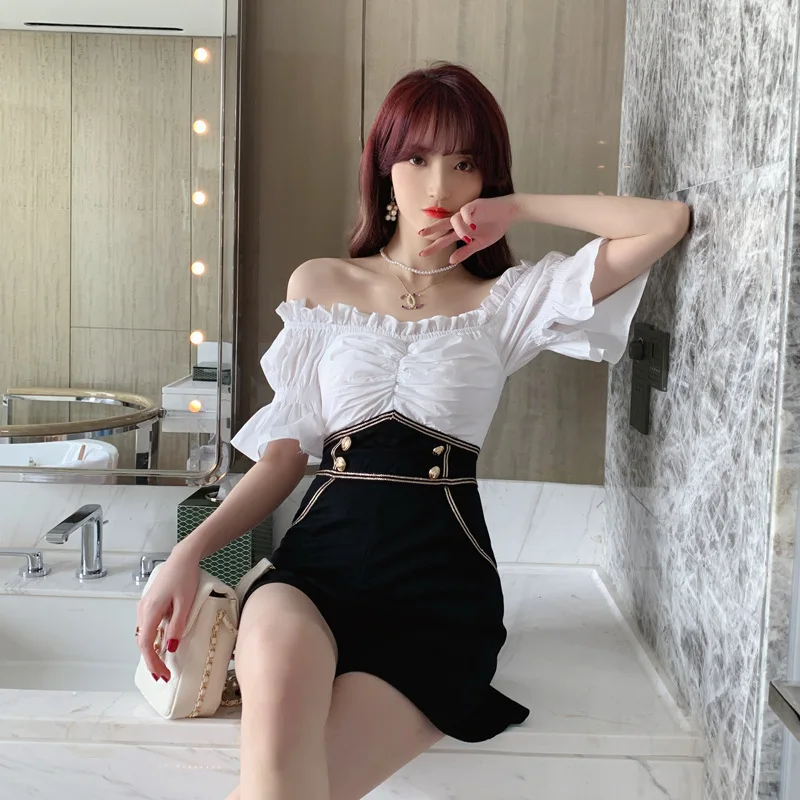 Summer Fashion Patchwork Jumpsuits For Women Rompers Slash Neck High Waist Short Pants Female 2020 Streetwear Fashion Playsuits