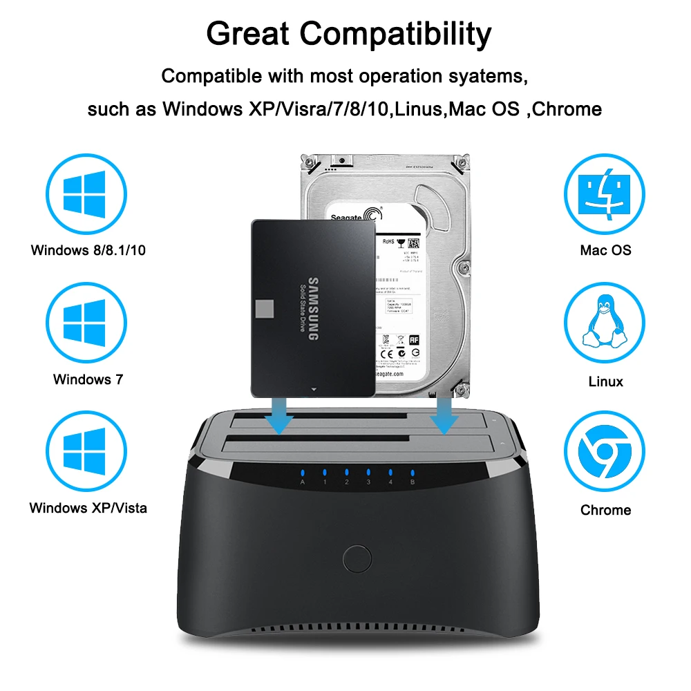 usb 2.0 sata hdd external box Wavlink SATA HDD Docking Station USB 3.0 Hard Drive Enclosure for 2.5/3.5 Inch HDD SSD Dual Bay SATA to USB3.0 Case Box Docking hdd enclosure