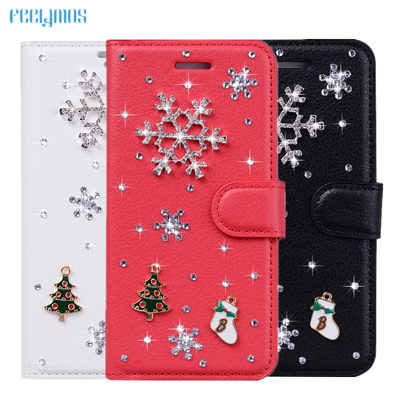 

Christmas Gift Flip Wallet Bling Cover For Samsung Galaxy A6 A6+ A8+ A8 Plus A7 A9 2018 S8 S9 S10 Plus Pro S10E S10 5G