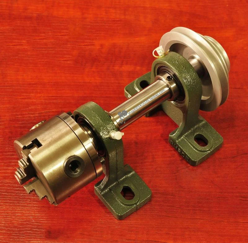 

80 lathe spindle + three-jaw / four-jaw chuck, 19mm through hole, DIY ball press, flange spindle, woodworking lathe