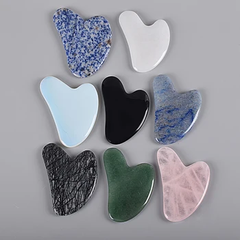 

Gua Sha Massage Tool Natural Jade Stone Face Massager Gua Sha Rose Quartz Scraper Health Care Beauty Acupoints Plate Massager