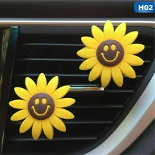2 шт. автомобильный Подсолнечник воздуха на выходе Духи Клип Модный безопасный нетоксичный автомобильный резиновый освежитель подсолнечника украшение для автомобиля# LR25