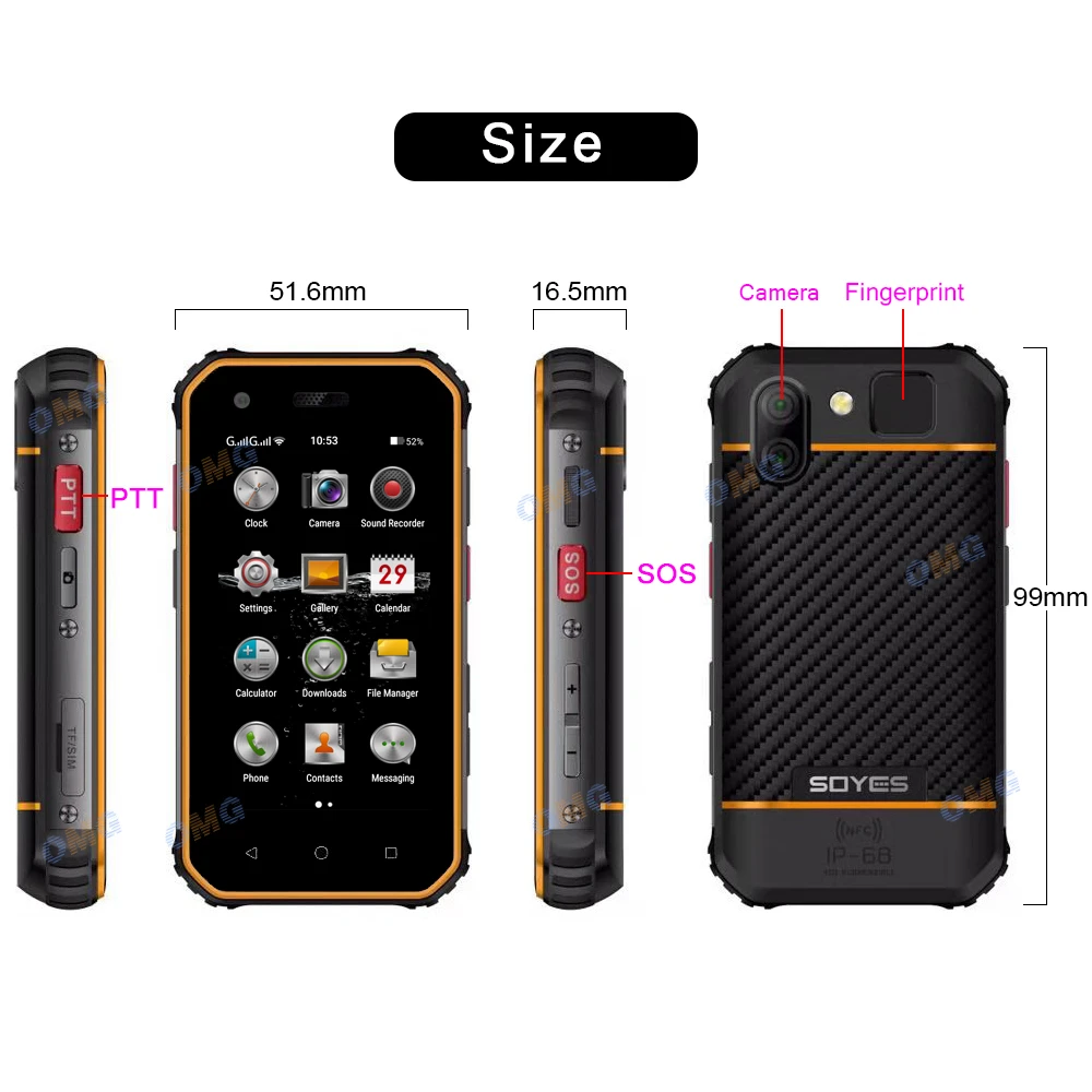 Небольшой мини ударопрочный мобильный телефон NFC SOS Walkie talkie 3 ГБ + 32 Гб 4G Прочный