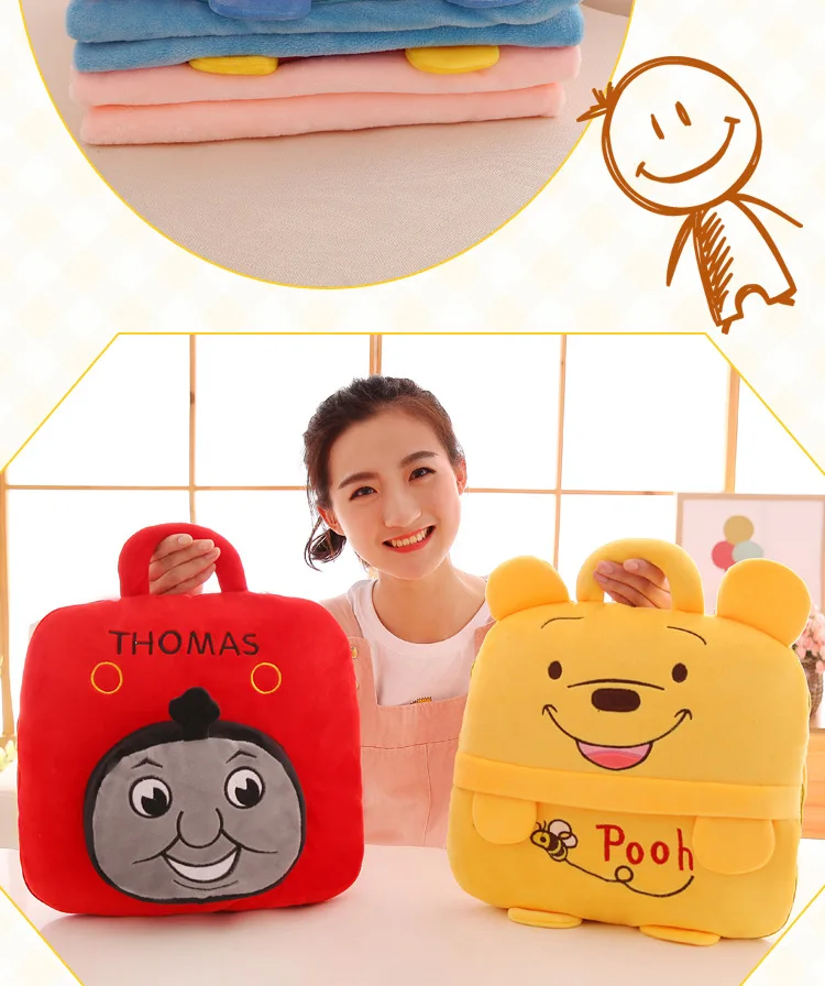 Creative Gifts Logo Customizable Cartoon Summer Blanket Airable Cover Flannel Car Cushion Dual Purpose Pillow Blanket