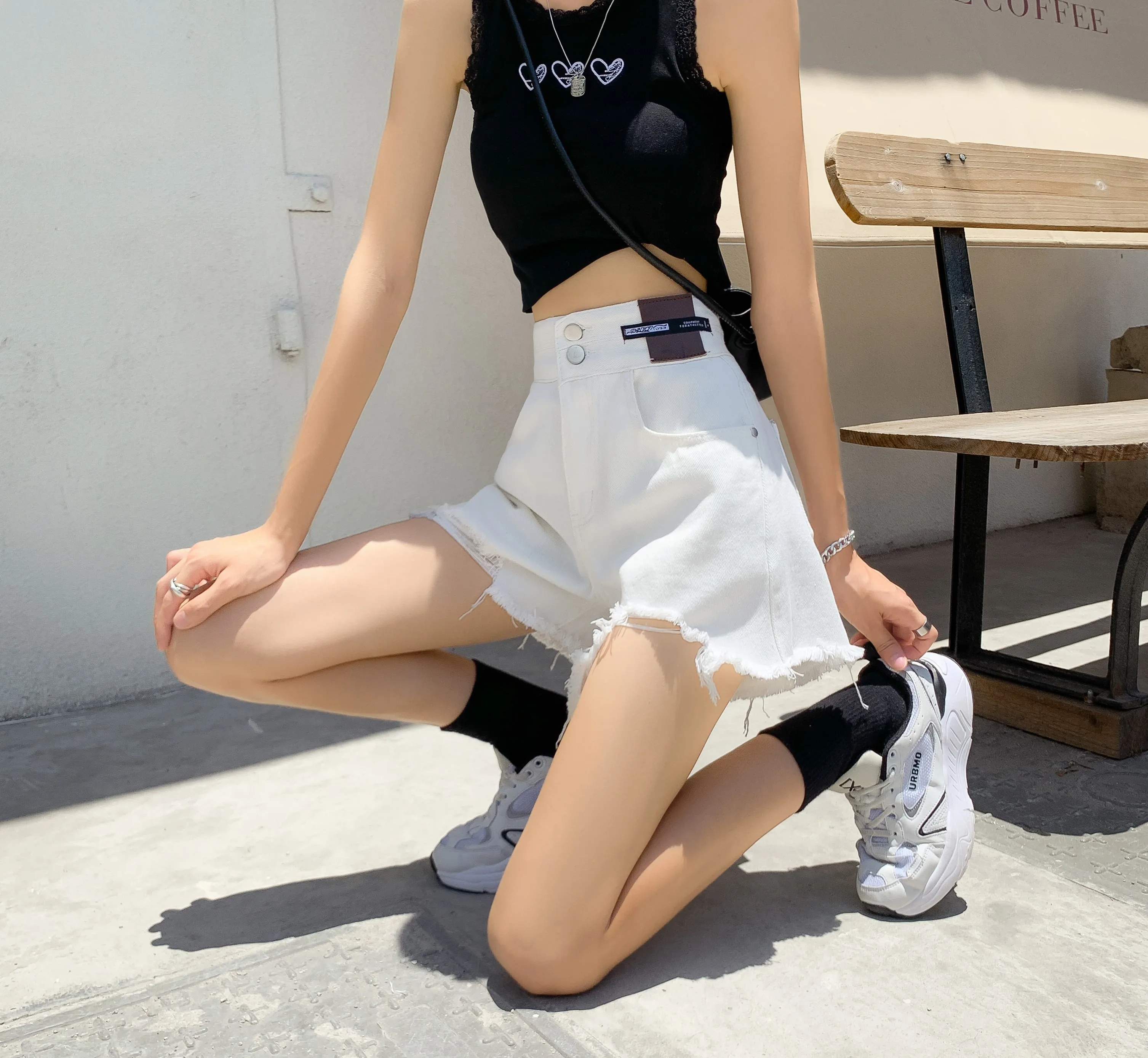 Cut Off Denim Shorts Young Girl Teens Women Frayed Distressed Jean Shorts Cute High Rise Ripped Hot Shorts Comfy White Shorts