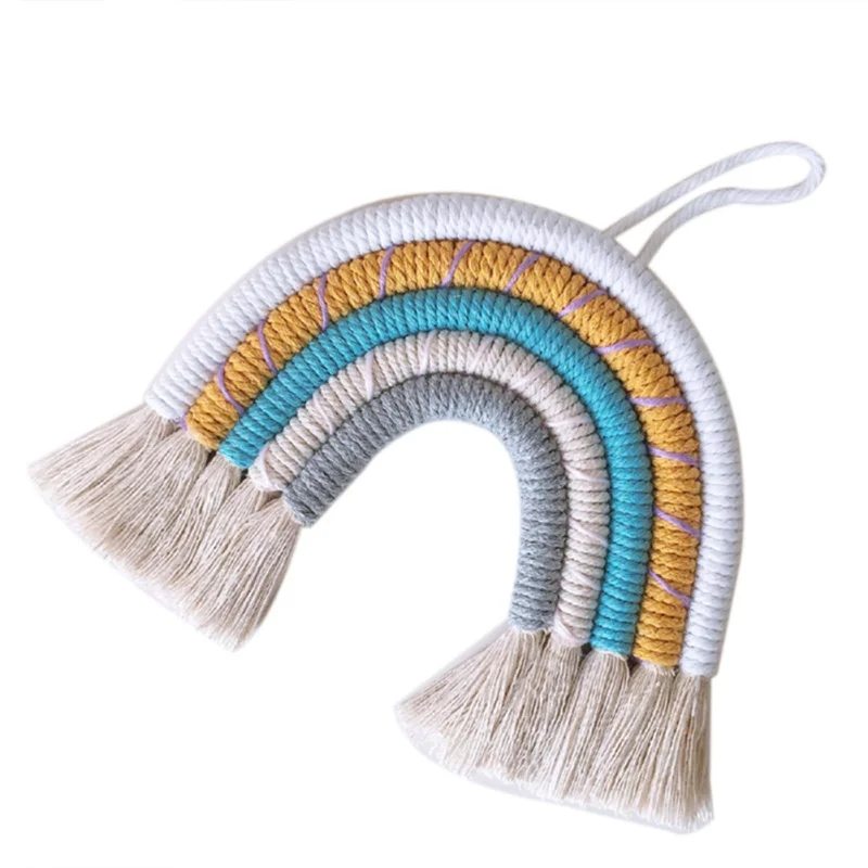 F Hand-Woven Rainbow Ornaments Wall Hanging Art Home Decoration For Kids Room Decoration For Photography Props - Цвет: F
