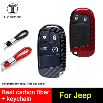 

Carbon fiber Car Smart Key Case Cover For Dodge Ram 1500 Journey Charger Dart Challenger Durango For Fiat Jeep Key Ring Shell