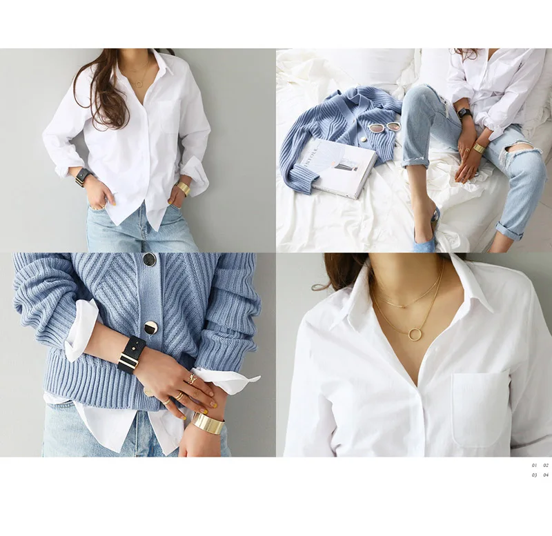 2020New Women White Shirt Female Blouse Tops Long Sleeve Casual Turn-down Collar OL Style Women Loose Blouses