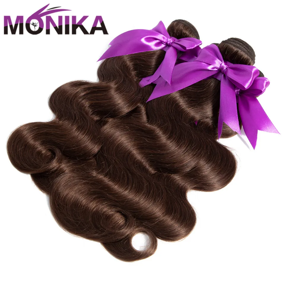 Monika, цветные пряди для волос,#4#2, коричневые пряди, бразильские волнистые пряди, не Реми, человеческие пряди для наращивания волос, 8-26 дюймов