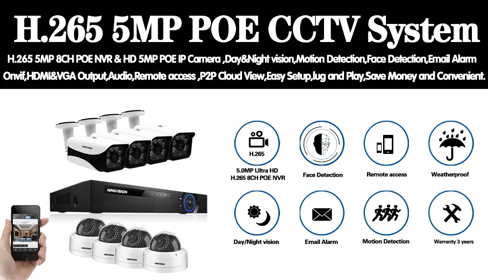 8CH POE NVR комплект распознавание лица аудио запись CCTV система безопасности 5MP ИК наружная POE ip-камера P2P комплект видеонаблюдения 2 ТБ HDD
