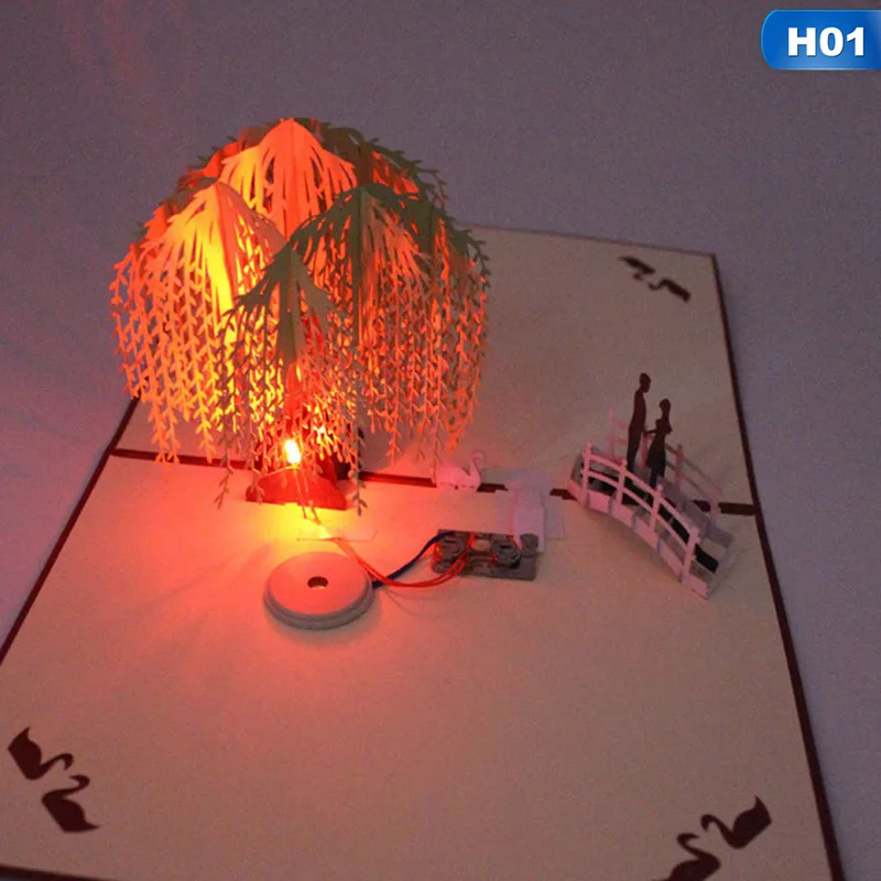 1 шт. 3D лазерсветильник ка поздравительная открытка со всплывающими буквами