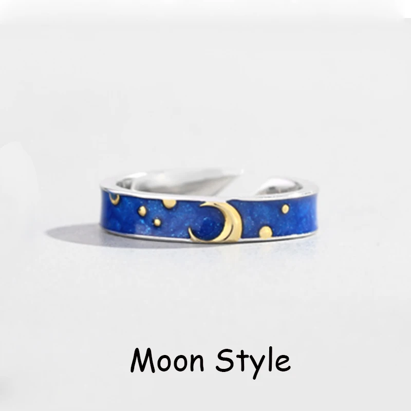 Серебряное парное кольцо с изменяющимся размером Moon Sun Lovers' кольцо 925 Пара Кольца для девочек мальчиков лучший друг ювелирные изделия подарок на день Святого Валентина