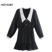 MOYATIIY – Mini robe à pois pour femmes, tenue à la mode, avec fermeture éclair latérale et doublure, collection 2021