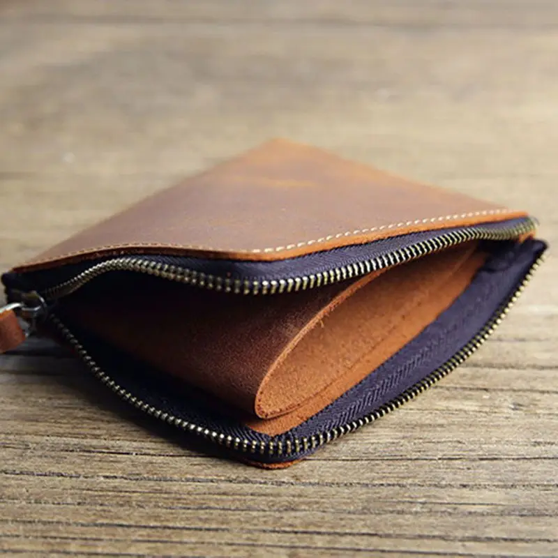 Men's PU Leather Zipper Wallet ID Credit Card Holder Business Coin Change Purse