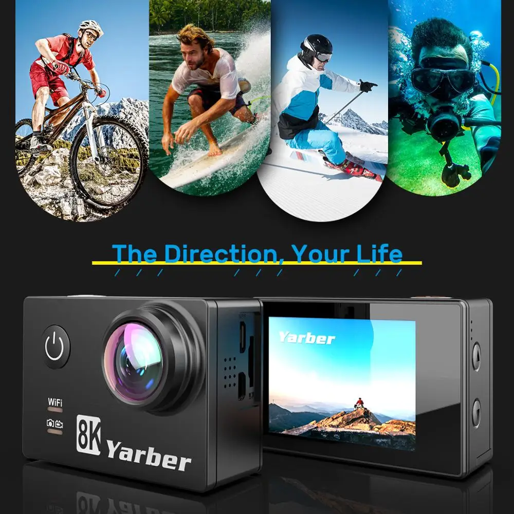 Yarber 8K экшн Спортивная камера wifi 4K 60fps велосипедный шлем Экшн-камера s 40M Водонепроницаемый Дайвинг видео видеорегистратор с удаленным прилож... Yarber 8K экшн Спортивная камера wifi 4K 60fps велосипедный шлем Экшн-камера s 40M Водонепроницаемый Дайвинг видео видеорегистратор с удаленным прилож...