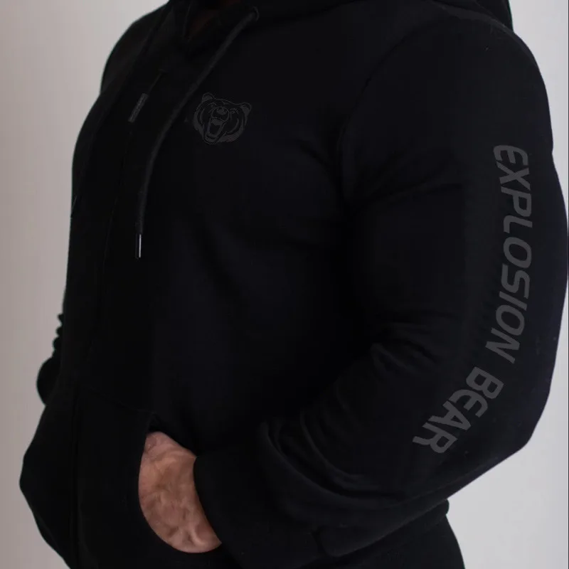 Высококачественные мужские спортивные куртки с капюшоном тренажерные залы Фитнес футболка для бодибилдинга спортивные пуловеры мужские тренировки с капюшоном куртка одежда