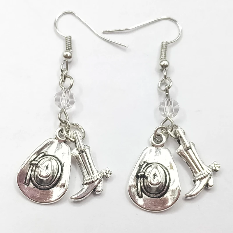 Милые эмалевые ковбойские шляпы ботинки серьги круглые женские ювелирные