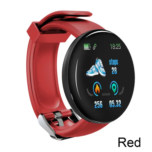 Новинка, Hollvada, D18, Водонепроницаемый Bluetooth браслет, Смарт-часы, пульсометр, кровяное давление, фитнес-трекеры, спортивные Смарт-часы - Цвет: Красный