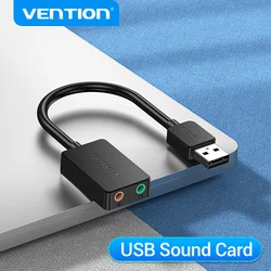 Vention-tarjeta de sonido USB a 3,5mm, adaptador de interfaz de Audio, tarjeta de sonido externa para PC, portátil, PS4, auriculares, micrófono, tarjeta de sonido USB