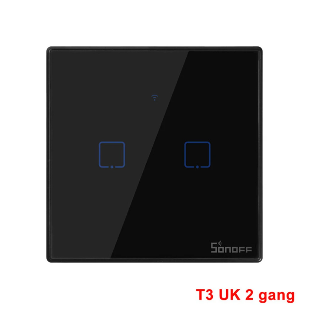 Интеллектуальный выключатель света SONOFF T3 1/2/3 серии TX Wifi светильник выключатель закаленное Стекло поверхности Смарт-поставляет Великобританию Стандартный