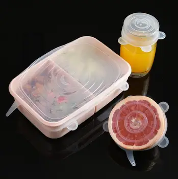 

6pcs Silicone Stretch Lids Universal Lid Silicone Bowl Pot Lid Silicone Cover Pan Cooking Food Fresh Cover Microwave Cover