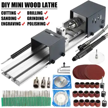 

24V 80W Mini Lathe Beads Machine Polisher Table Saw Mini DIY Woodworking Lathe Rotary Tool Kit Accessory