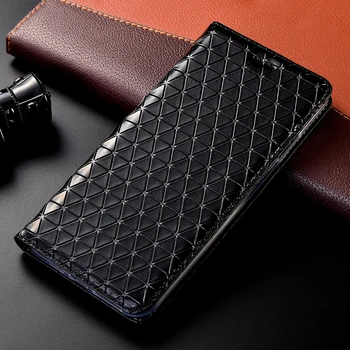 

Genuine Leather Grid Case For Xiaomi Redmi Note 3 3S 3X 4 4A 4X 5 5A 6 6A 7 7A 8 8A 8T K20 K30 10 Pro Plus stand Flip capa cover