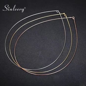 

SINLEERY Simply Fashion Rose Gold Silver Color Choker Collar For Women Girls Can Match Most Pendants XL077 SSO