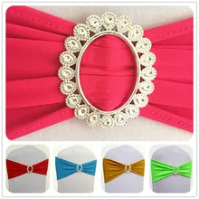 WedFavor 100 шт Эластичный стул галстуки-бабочки лайкра спандекс стул повязка-лента с овальной пряжкой для праздника в отеле свадьбы