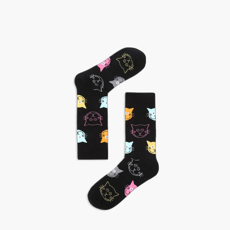 CHAOZHU/новые черно-белые Носки с рисунком собаки кошки счастливые носки с лого команды осень-зима унисекс Мужская и женская модная обувь для скейтборда