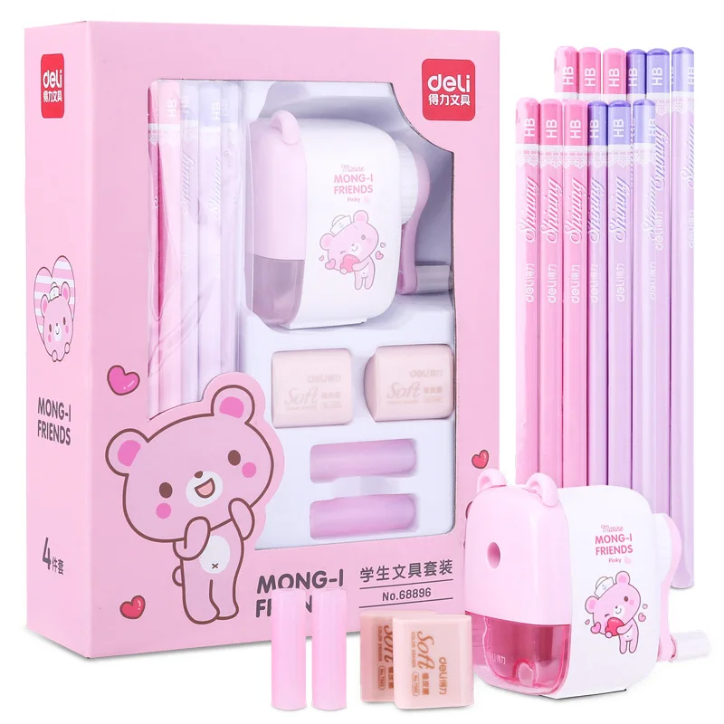 

Kpop Journal Tool Kawaii Pencil Sharpener Erasers Gift Set Pen Holder Silicone Learning Writing School Supplies Stationery Set