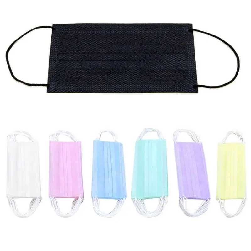 

20Pcs Thickened 3 Layers Medical Mouth Mask Disposable Anti-Dust Solid Color Non-Woven Surgical Earloop Respirator 7 Colors