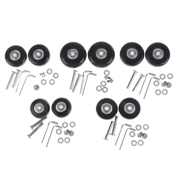 

1set Luggage Wheel Suitcase Replacement Wheels Axles Deluxe Repair Rubber Travel Luggage Wheel Black with Screw 40mm-54mm