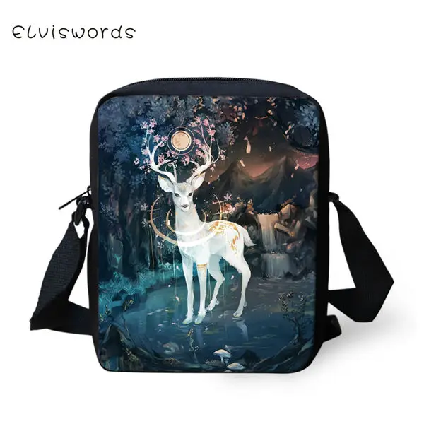 CDWX3872E ELVISWORDS/модные женские сумки-мессенджеры, фантазийные сумки с оленем для девочек, сумки через плечо, Kawaii, дизайн с животными, мини-закрылки для девочек, кошелек - Цвет: CDWX3872E