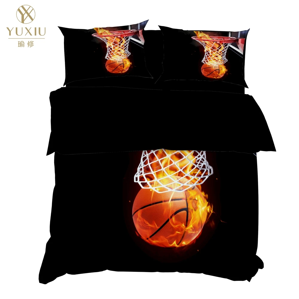 

YuXiu 3D Basketball Court Football Bedding Sets 3Pcs Duvet Cover Set Bed Linens Covers Pillowcase King Queen Full Single Size