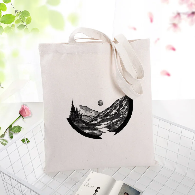 Изобразительное искусство сумка для покупок сумка Холщовая Сумка для ежедневного использования текст DIY пользовательский принт Логотип эко многоразовая утилизация