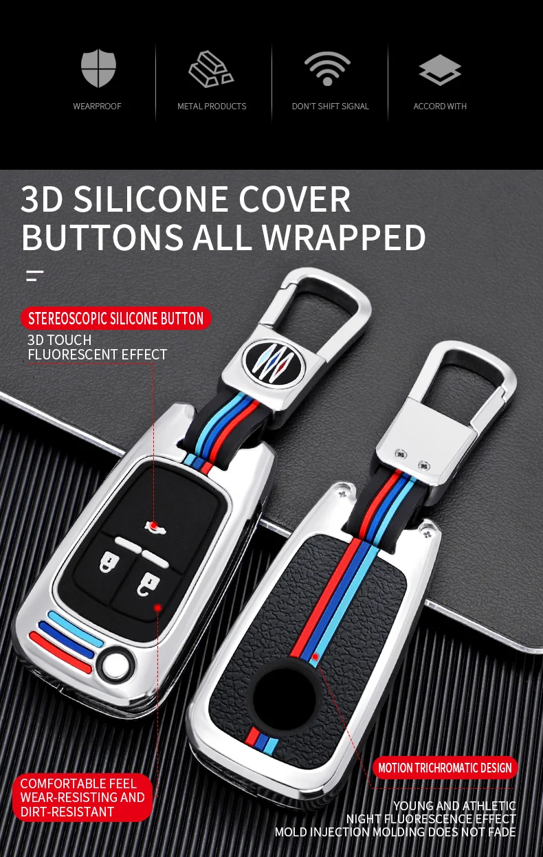 Custodia in lega di zinco per auto custodia per telecomando portachiavi per Chevrolet Cruze Malibu Camaro Impala Equinox Trax GMC Buick Chevy - Hcda4e838ffb443d791b23b5a14aedce2f
