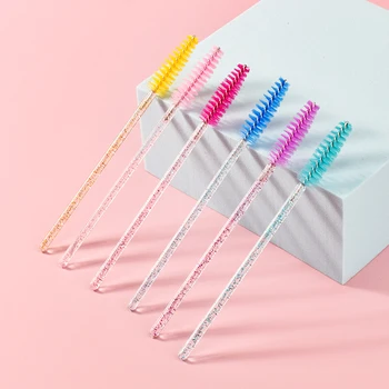 

50pcs Shiny Disposable Eyelash Applicator Wand Curler Brush Set Mascara Eyebrow Spoolers Comb Wands Spoolies Brushes Makeup Tool